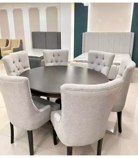 6 seater grey dining table